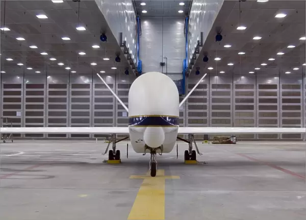 A front view of a Global Hawk unmanned aircraft