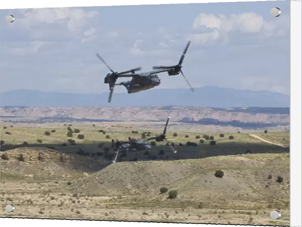 A pair of CV-22 Ospreys low level flying over New Mexico