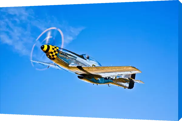 A North American P-51D Mustang in flight near Chino, California