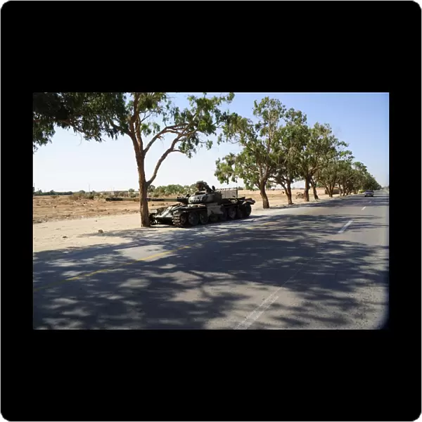A T-72 tank destroyed by NATO forces just outside Benghazi, Libya