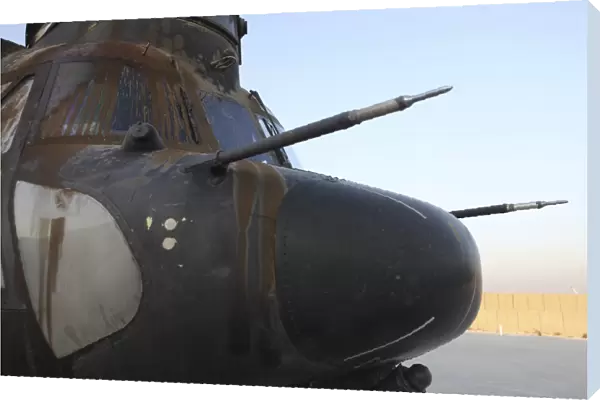 A disabled CH-47 Chinook at Forward Operating Base Jalalabad