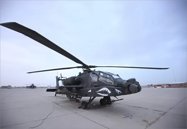 An AH-64D Apache Longbow Block III prepares for takeoff
