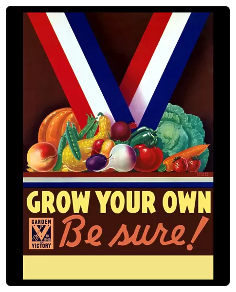 Vintage World War II poster of a variety of garden vegetables