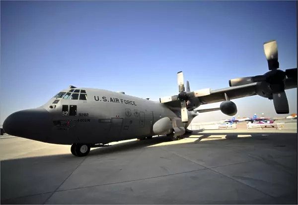A C-130 Hercules is on display during the 2012 Bahrain International Air Show