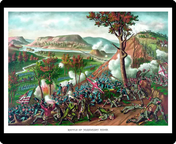 American Civil War print featuring the Battle of Missionary Ridge