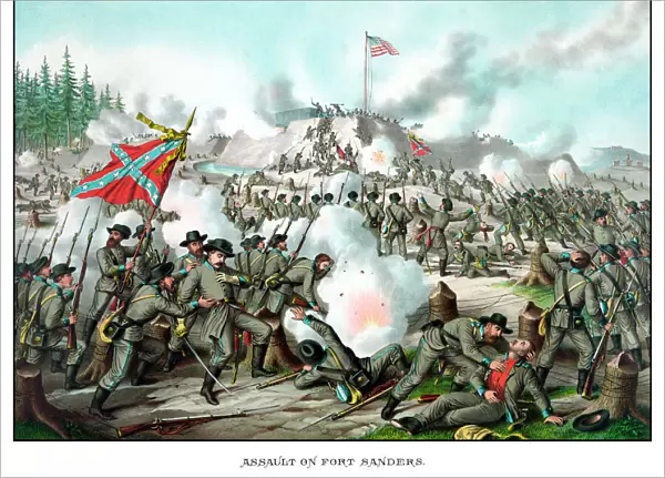 Vintage Civil War print of the Battle of Fort Sanders