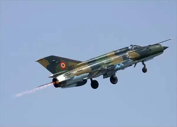 Romanian Air Force MiG-21 Lancer with afterburner, Romania