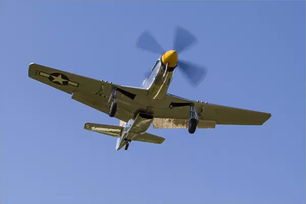 A P-51 Mustang parepares for landing at DuPage, Illinois
