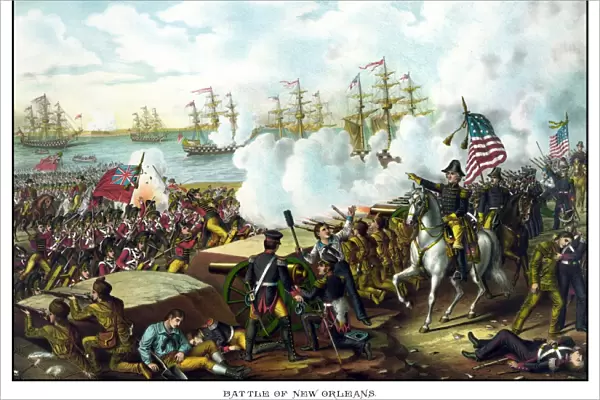 Digitally restored War of 1812 print at the Battle of New Orleans