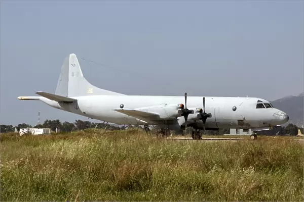 A Hellenic Navy P-3 Orion AEW aircraft at an airbase in Greece