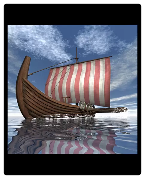 Drekar Viking ship navigating the ocean