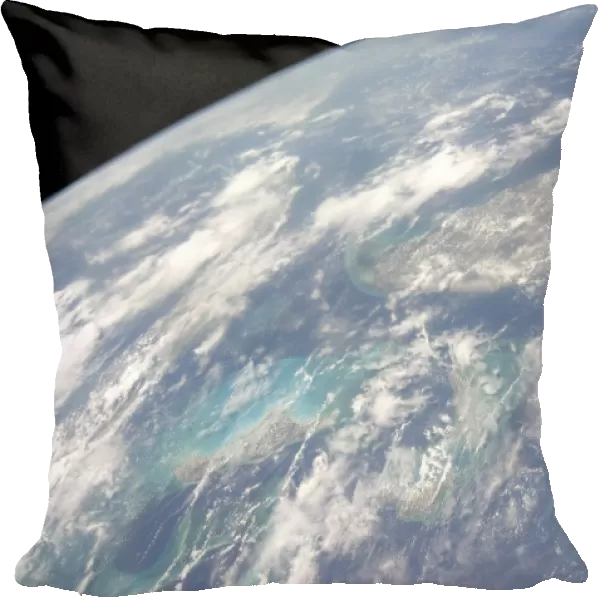 High oblique Earth view of the Florida peninsula and its neighboring geographic features