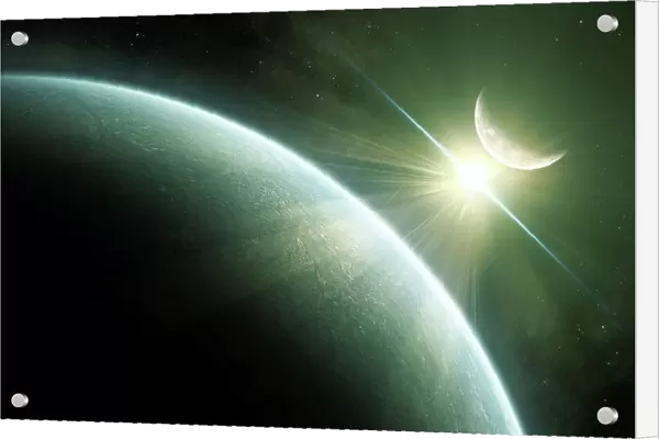 Artists concept of Epsilon Eridani, a possible habitable planet