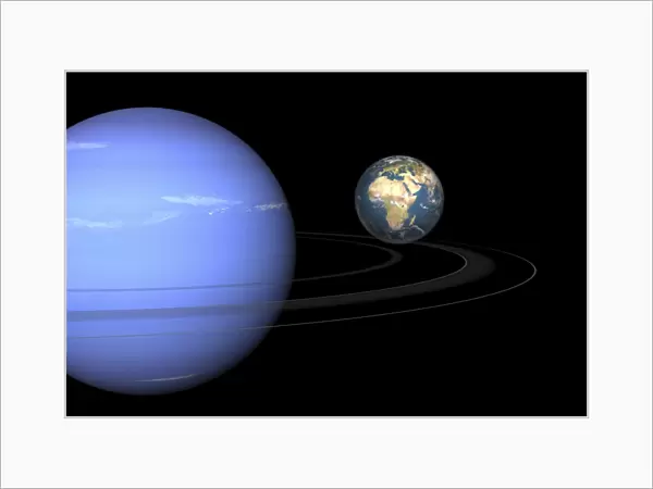 Artist concept of Neptune and Earth