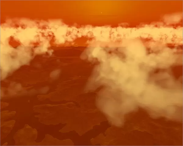 Artists concept of methane clouds over Titans south pole