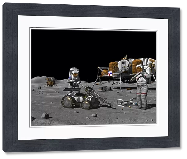 Artists concept of a future lunar exploration mission