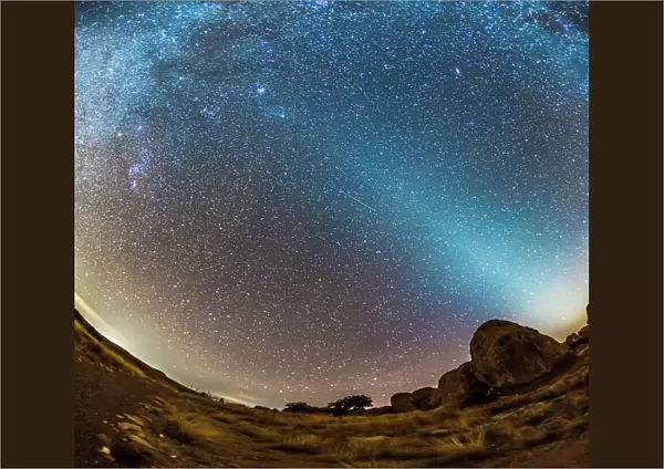 Comet Lovejoy and zodiacal light in City of Rocks State Park, New Mexico