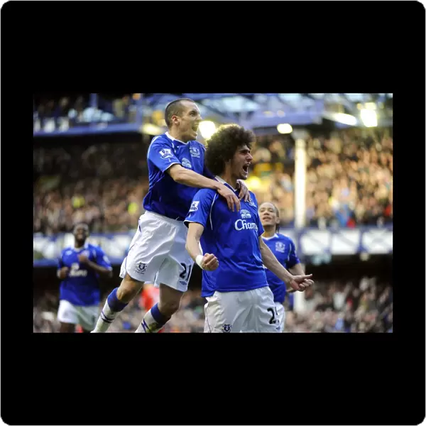 Everton's Fellaini and Osman Celebrate FA Cup Quarterfinal Goal vs. Middlesbrough (2009)