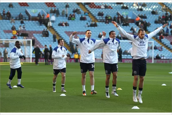 Everton FC Players Gear Up for Aston Villa Showdown: Drenthe, Baines, Duffy, Cahill, Heitinga