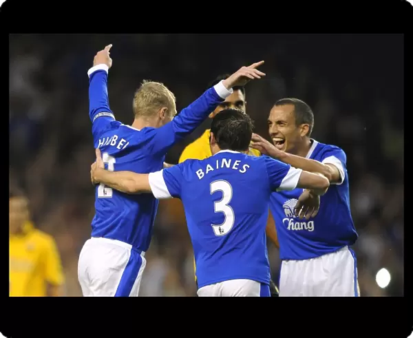 Tony Hibbert's Pre-Season Goal: A Celebration with Everton Teams Mates vs AEK Athens