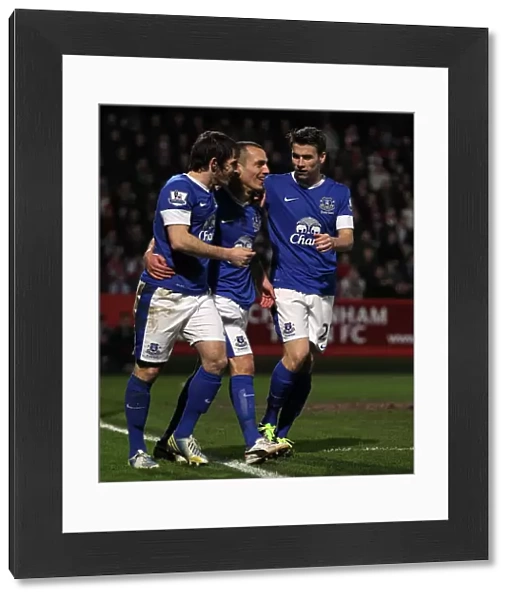 Osman, Baines, and Coleman: Everton's Triumphant Goal Celebration vs. Cheltenham Town (FA Cup, Round 3)