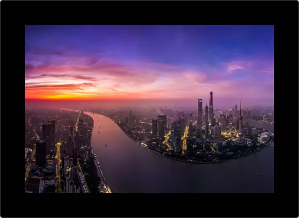The Morning Glow in Lujiazui Shanghai
