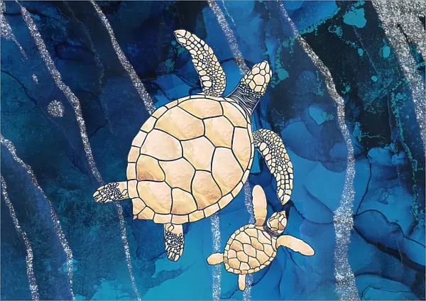 Landscape gold turtles ripples