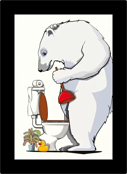 Polar Bear Unblocking Toilet