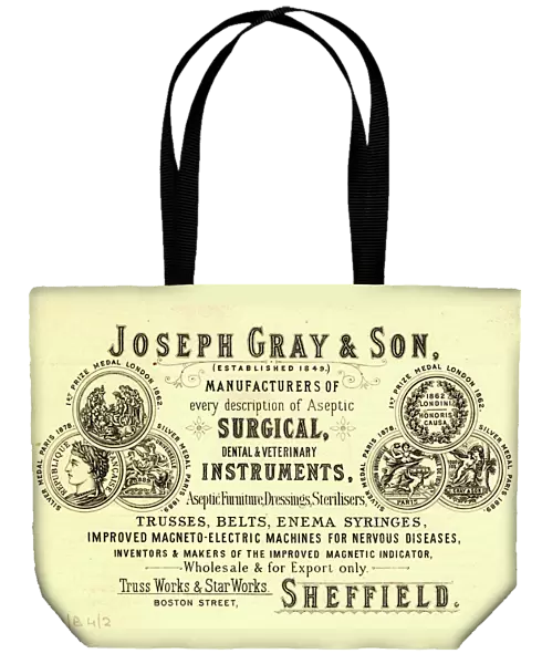 Joseph Gray and Sons, Surgical Instrument Makers, Truss Works and Star Works, Boston Street - trade card c. 1890