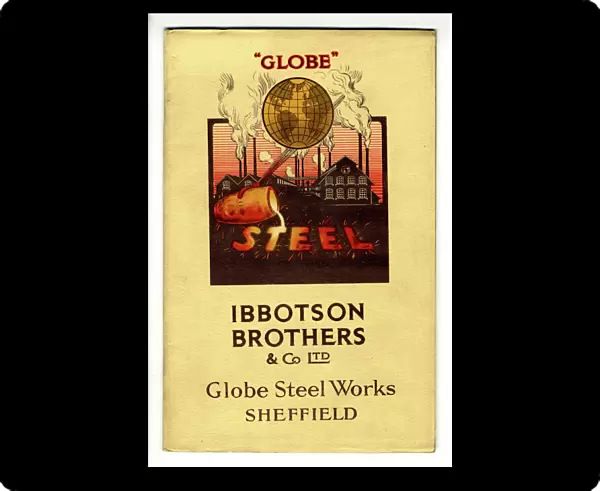 Cover of steel department trade catalogue of Ibbotson Brothers and Company Limited, manufacturers of steel, saws, files, springs, bolts and nuts, Globe Works, Penistone Road, 1928