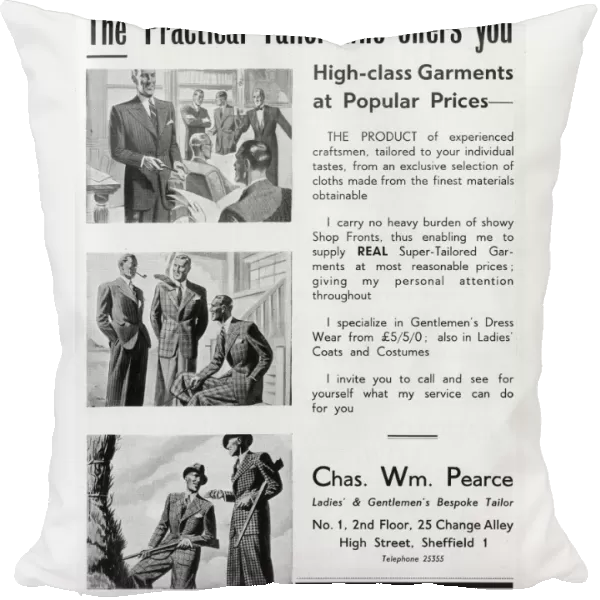 Advertisement for Chas. Wm. Pearce, Ladies and Gentlemens Bespoke Tailor, 25 Change Alley, 1939