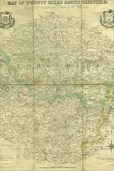 Map of twenty miles around Sheffield, engraved for the directory of 1852