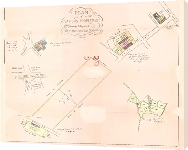 Plan of various properties formerly belonging to William Staniforth, esquire, deceased, 1856