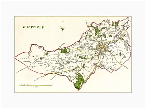 Map of Sheffield by R. Creighton, c. 1835