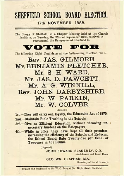 Sheffield School Board Election, 1888