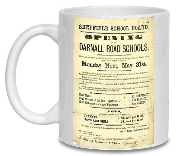 Sheffield School Board - opening of the Darnall Road Schools for boys, girls and infants, 1875