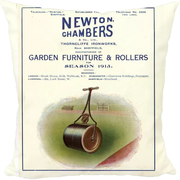 Advertisement for Newton Chambers and Co Ltd. Thorncliffe Ironworks, Garden Furniture and Rollers for 1913