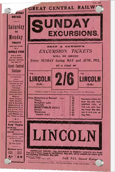 Great Central Railway: Sunday excursions to Lincoln, 1912