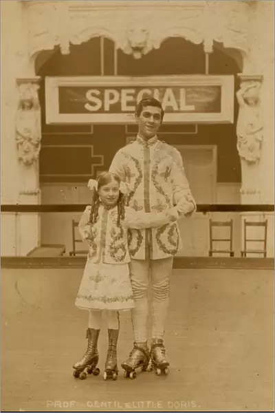Prof. Gentil and Little Doris, Olympia Skating Rink, Bramall Lane, Sheffield, c. 1911
