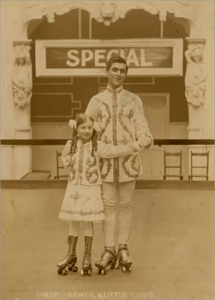 Prof. Gentil and Little Doris, Olympia Skating Rink, Bramall Lane, Sheffield, c. 1911