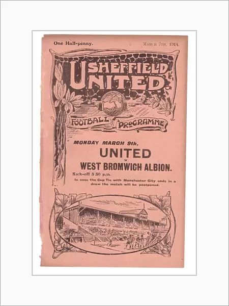 Sheffield United Football Club programme advertising the forthcoming match against West Bromwich Albion, 1914