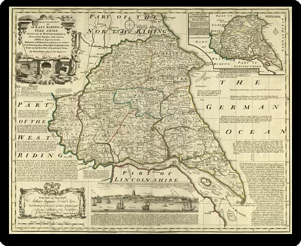 County Map of Yorkshire East Riding, c. 1777