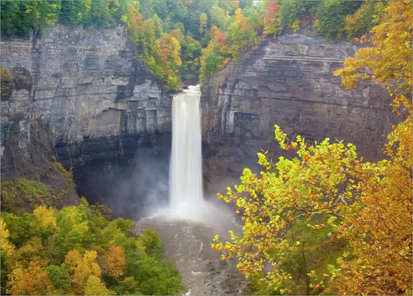 Taughannock Falls, near Ithaca, New York, in autumn after a day of heavy rainfall