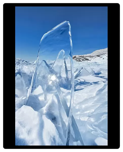Clear pane of ice, Lake Baikal, Siberia, Russia, March