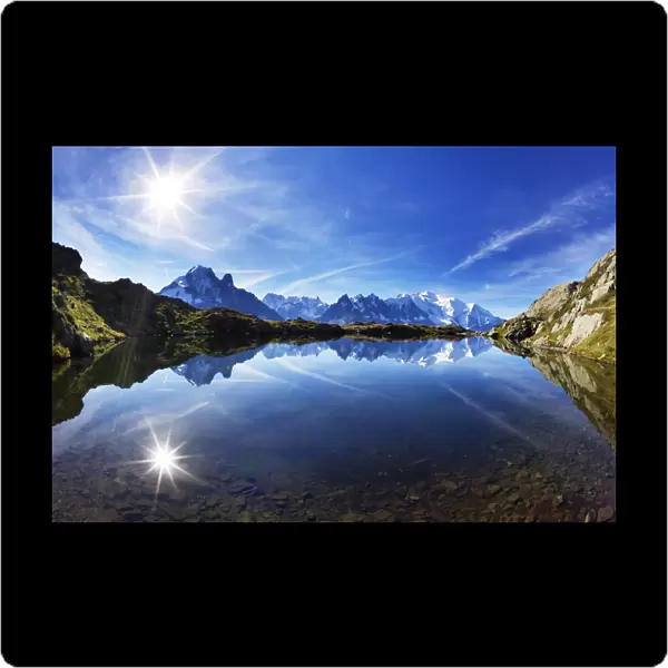 Lacs des Cheserys with Aiguilles de Chamonix, Haute Savoie, France, Europe, September