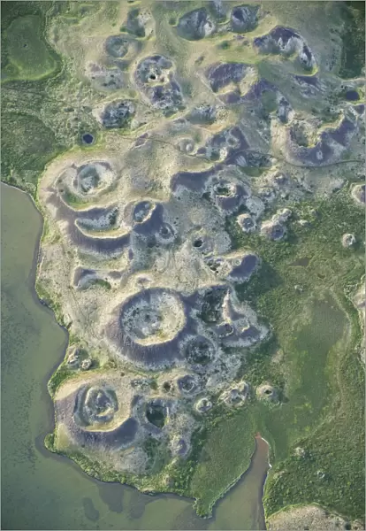 Aerial view of pseudocraters, Lake Myvatn, Northern Iceland, July 2009