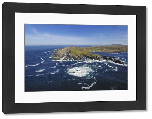 Aerial view of Malin Head, looking east towards Breasty Bay, County Donegal, Republic of Ireland