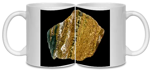 Spherulitic or orbicular chalcedony, ocean jasper, a cryptocrystaline