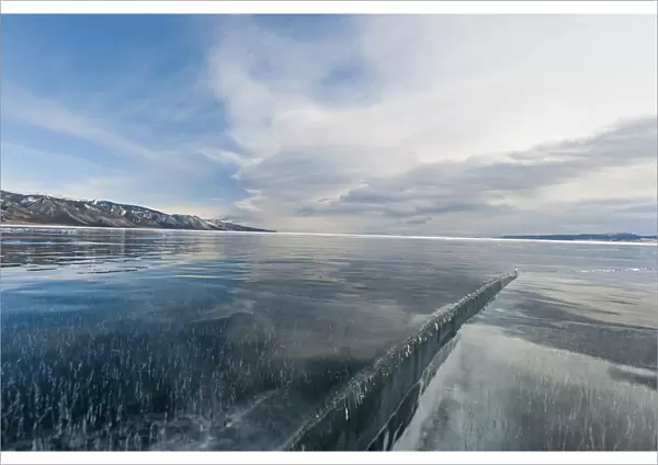 Landscape of ice on Lake Baikal, Siberia, Russia, Lake Baikal, Siberia, Russia. March 2015