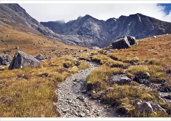 Footpath leading up to Ciore Lagan and Sgurr Sgumain, above Glenbrittle. Cuillin Hills  /  Mts